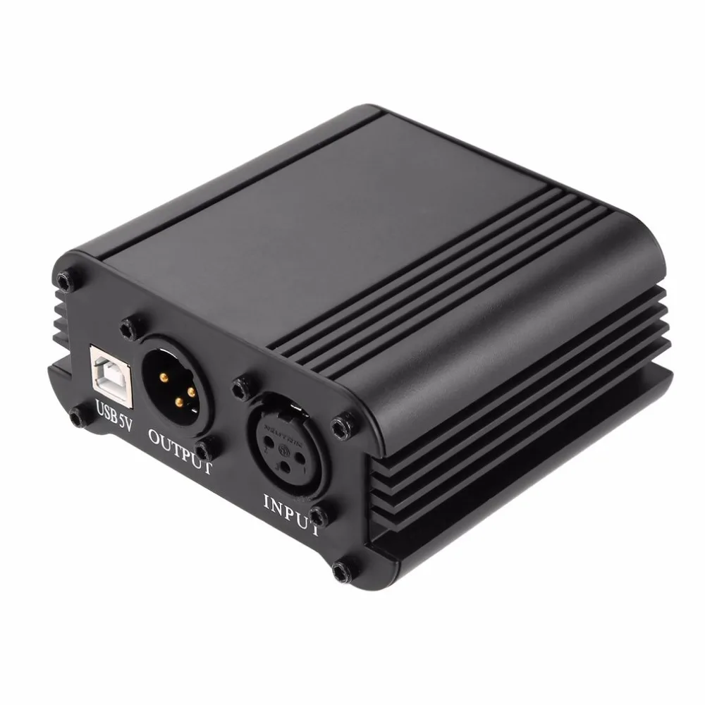 

48V 1-Channel Phantom Power Supply with One XLR Audio Cable for Condenser Microphone Studio Music Voice Recording Equipment