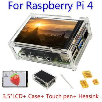 

3.5 inch TFT LCD Touch Screen + Transparent Acrylic Case + Touch Pen+ Heatsinks LCD Display Monitor Kit for Raspberry Pi 4B
