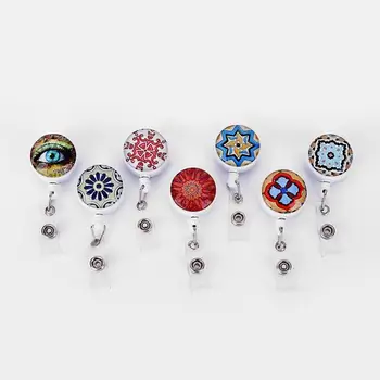 

200pcs High Quality Retractable Nurse Badge Reel Clip Fashion Starry Sky Marble Pattern IC ID Card Badge Holder Random Send