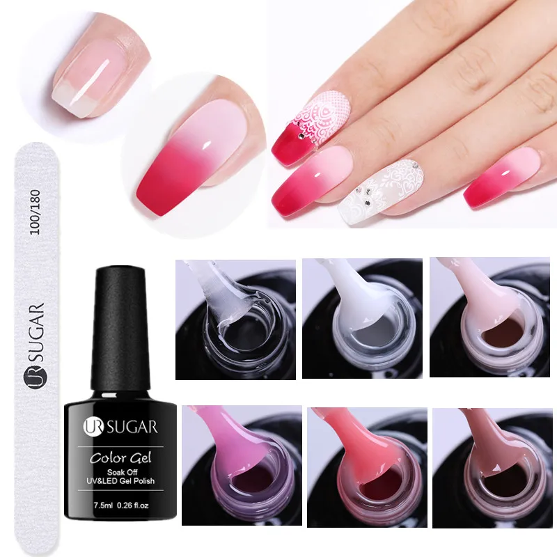 

UR SUGAR Poly UV Gel Finger Quickly Extension Crystal Jelly 7.5ml Thermal Camouflage UV LED Hard Gel Acrylic Builder Nails Gel