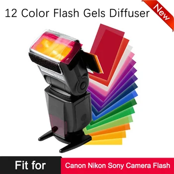 

Universal Camera Flash 12 Color Gels Filter Diffuser Card Kit for Canon Nikon Sony DSLR Camera Flash Speedlite Softbox Soft Box