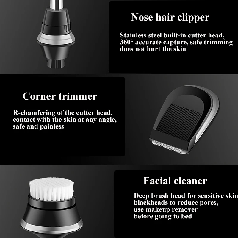 KEMEI 3D электробритва, Бритва для мужчин, бритвенный станок, триммер для носа, перезаряжаемая плавающая Бритва для бороды, Водонепроницаемая бритва для ухода за лицом