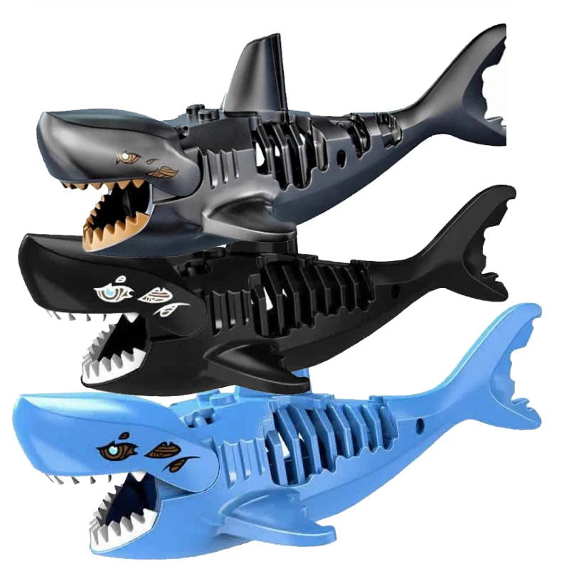 

3D Shark Assembled Toy Ghost Zombie Shark Jack Sparrow Pirates Of The Caribbean Hulk Legoings Toys For Children