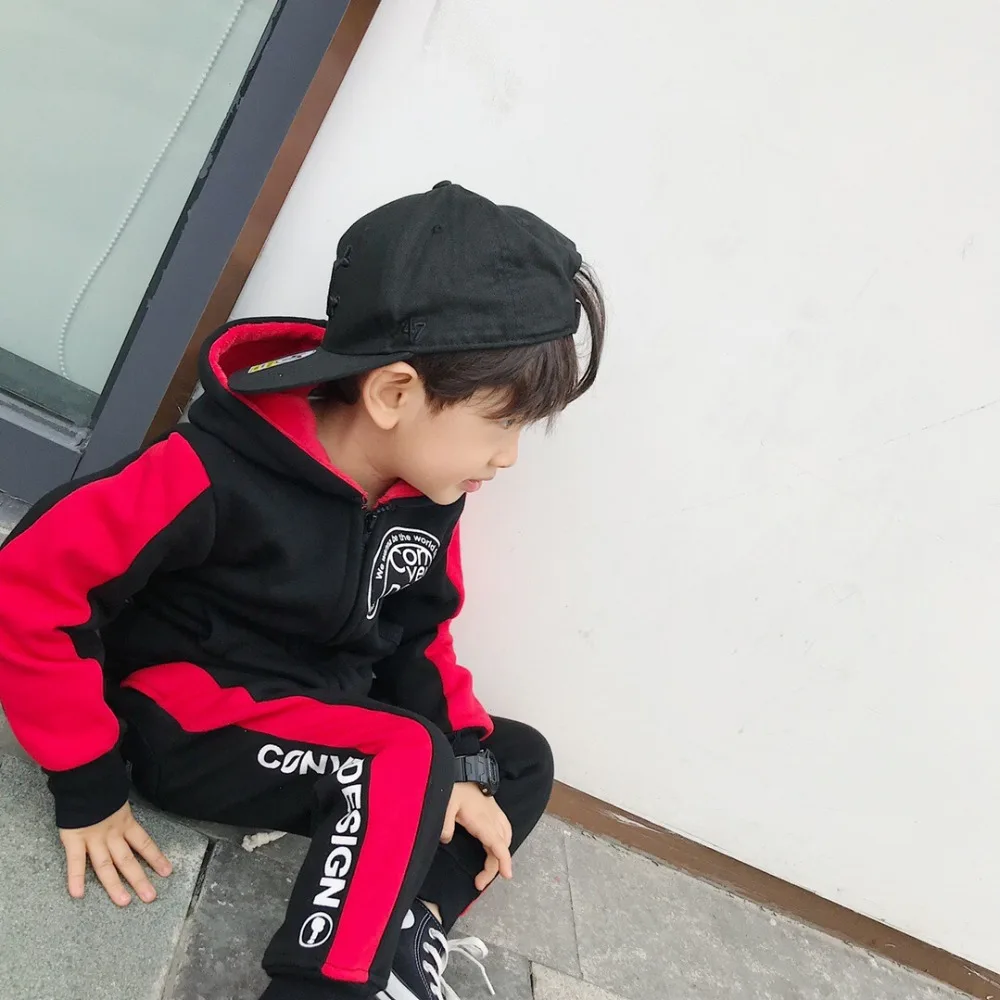 Осенне-зимний комплект одежды для маленьких мальчиков Блейзер куртка+ штаны толстый теплый флис подкладка зимний детский спортивный костюм