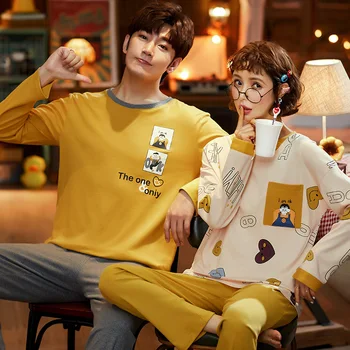 

New Kawaii Pajamas Set Printed Home Wear Pajamas Home Wear Long Sleeve Chinese Pajamas Pajamas Couple Casual Style