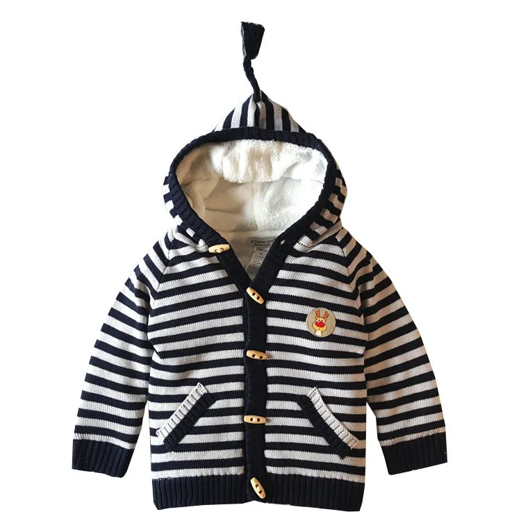 Children's Plus Velvet Sweater Baby Boy Girl Cotton Thicken Sweater Kids Thicken Warm Outdoor Coat Infant Sweater Wholesale
