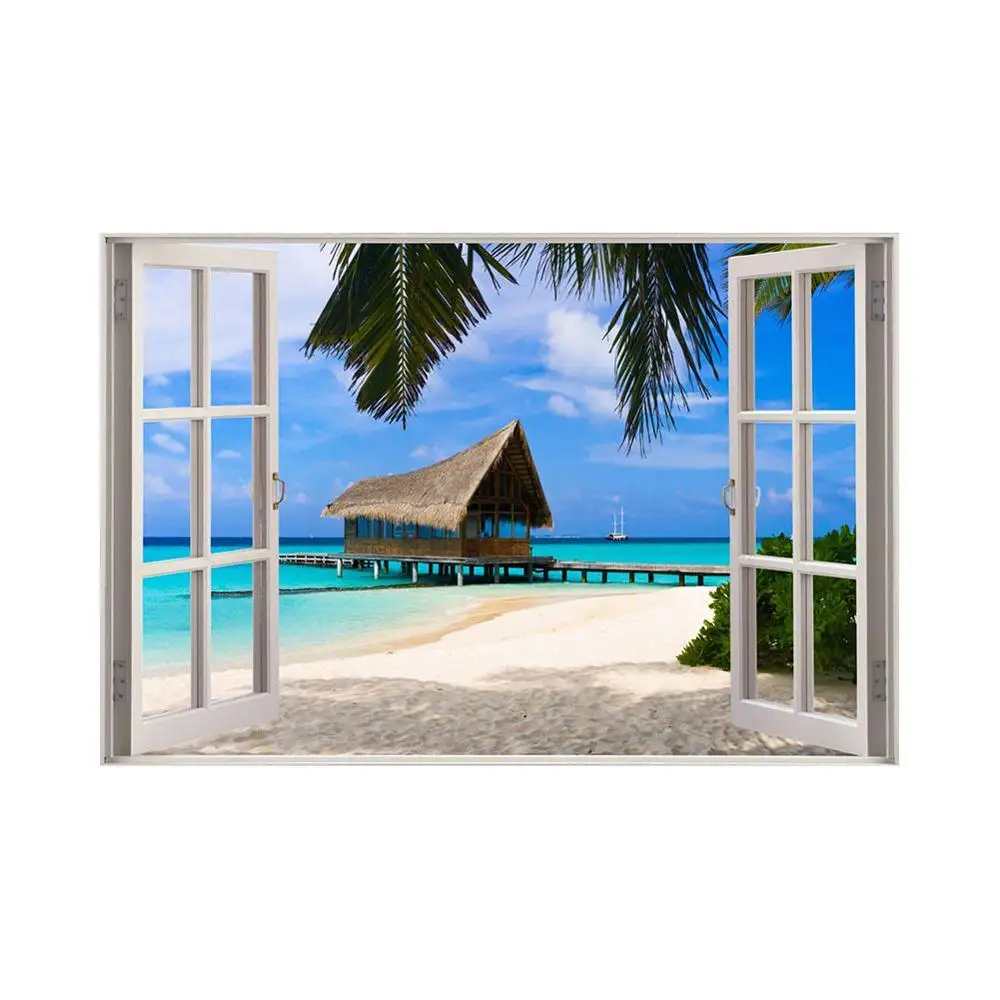 Diamond-Painting DIY Round Drill 5D Embroidery Ocean View Outside The Window Cross Craft Souvenir Gift Art | Дом и сад