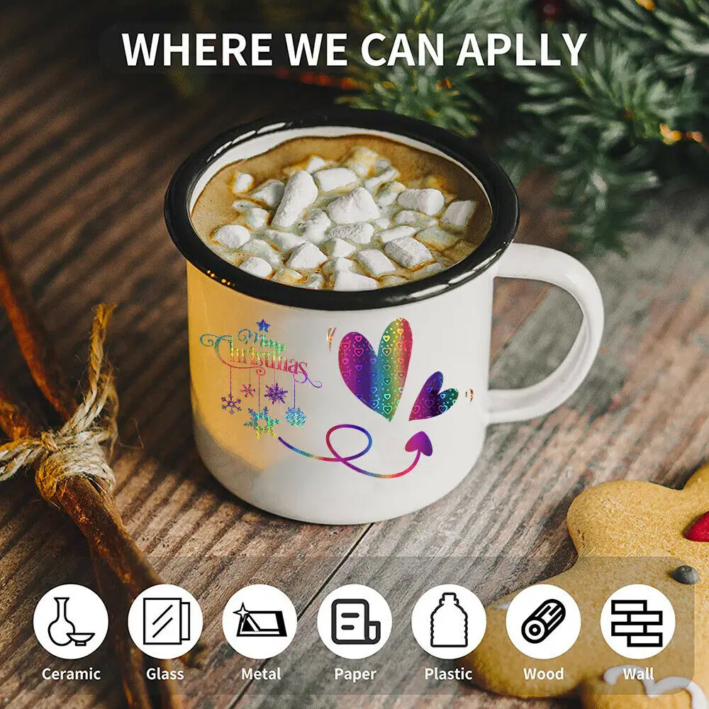 Holographic Sparkle Rainbow Gradient Indoor Adhesive Vinyl for Crafts Cut Silhouette Expressions Cameo Decal Gradient Rainbow