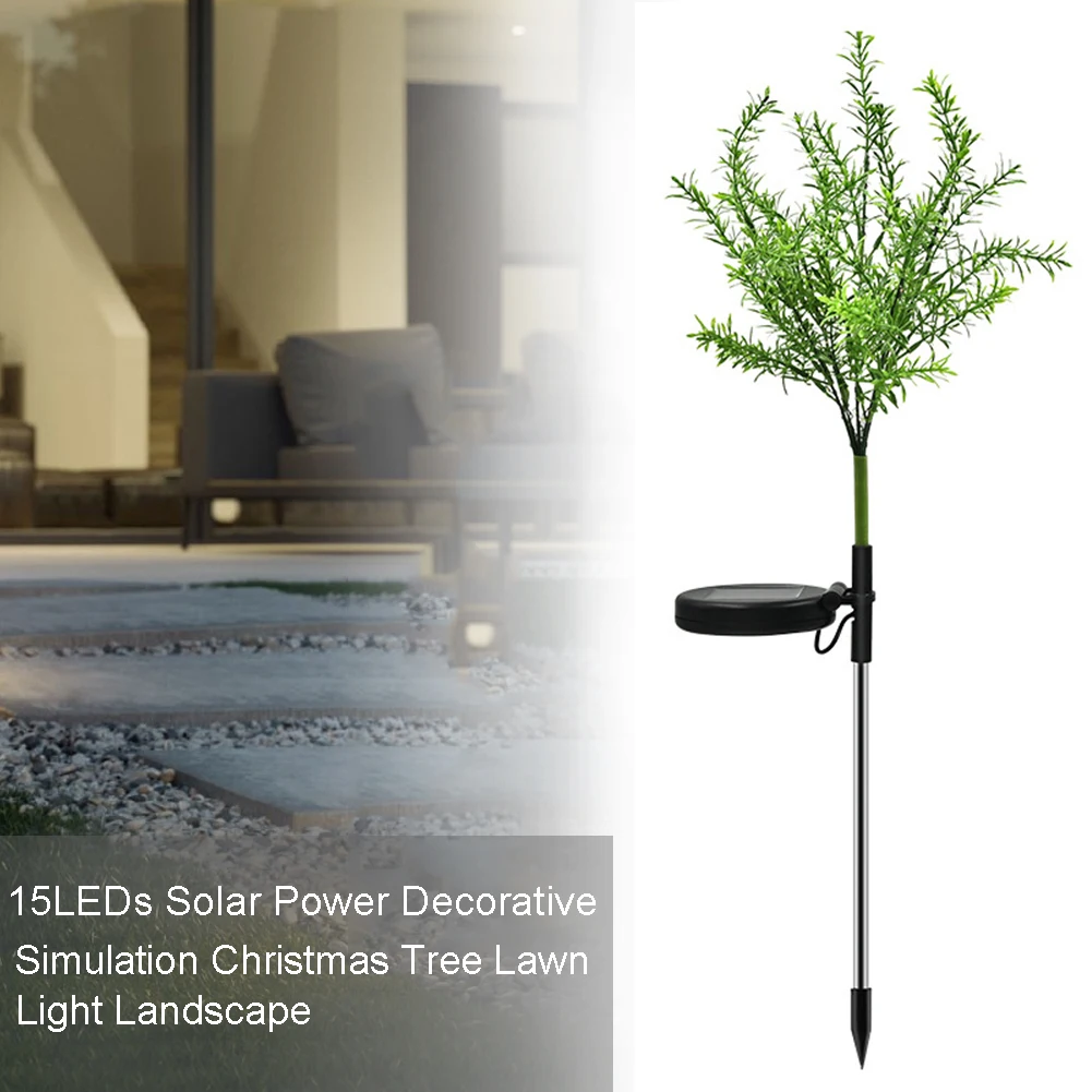 15LEDs Waterproof Outdoor Party Colorful Easy Install Solar Power Lawn Light Durable Decorative Simulation Christmas Tree Garden