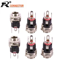 10 шт./лот DC Панель Крепление DC гнездовой разъем питания провода Разъем 5,5 мм X 2,1 мм металл DC Chassi адаптер