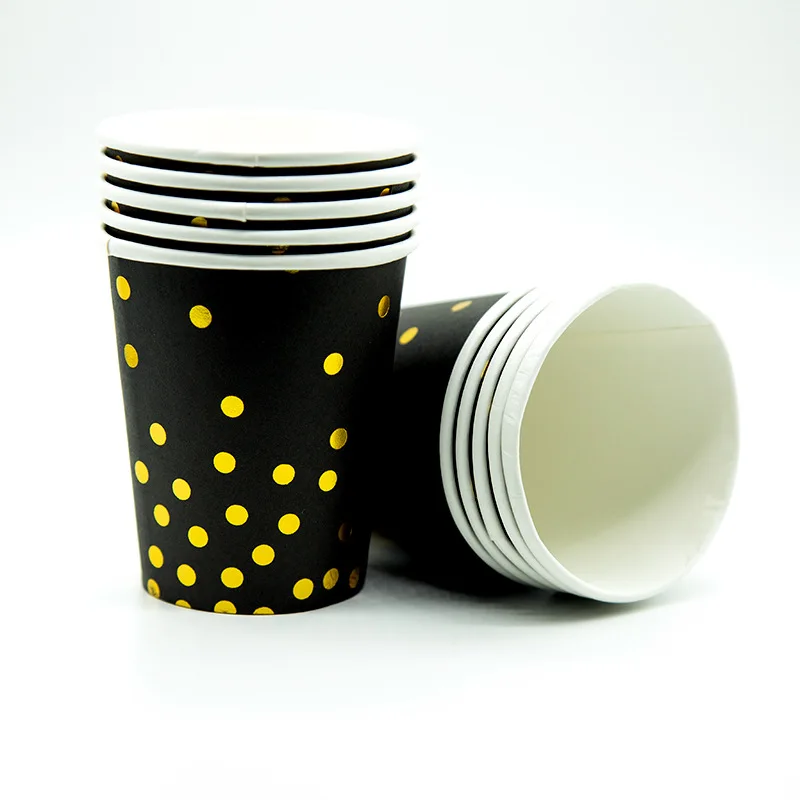 Cup 10pcs 10 шт./лот, с днем рождения, горячая Распродажа, сгущает золотую фольгу, бумажное полотенце, салфетка, чашка, тарелка, ложка, вилка, вечерние, с днем рождения, свадебные украшения - Цвет: Cup 10pcs