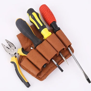 

Urijk PU Leather Tool Bag Portable Electrician Woodworking Multi-pocket Storage Instrument Case Hand Waist Bags Waterproof