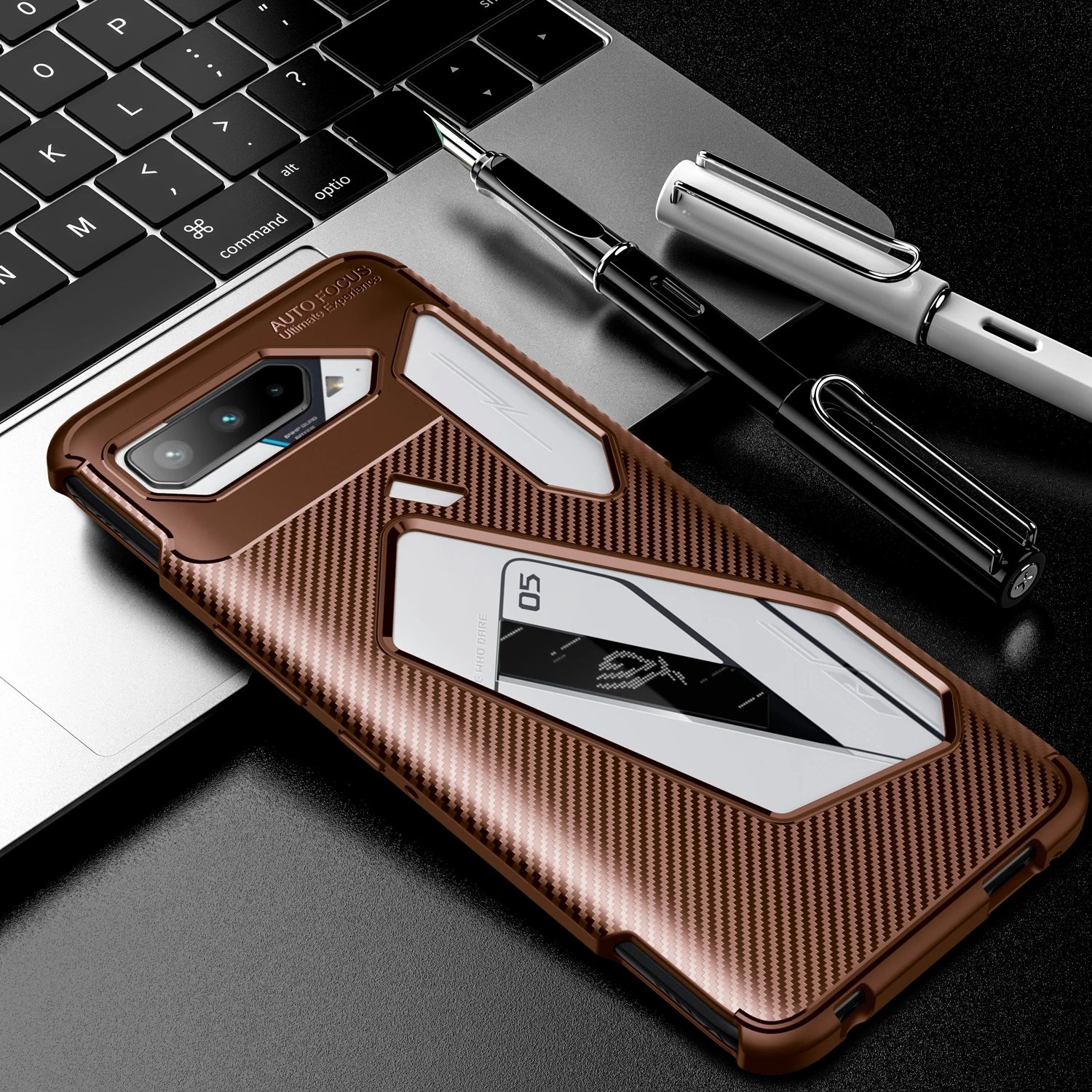 Carbon Fiber Shockproof TPU Armor Phone Case with Lens Protection