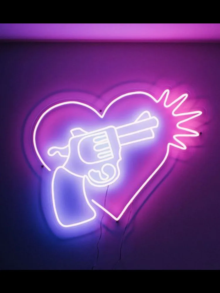 Neon Sign Blow my heart gun heart decorate home room wall window light decora Hotel store DISPLAY BUSINESS Impact Attract light