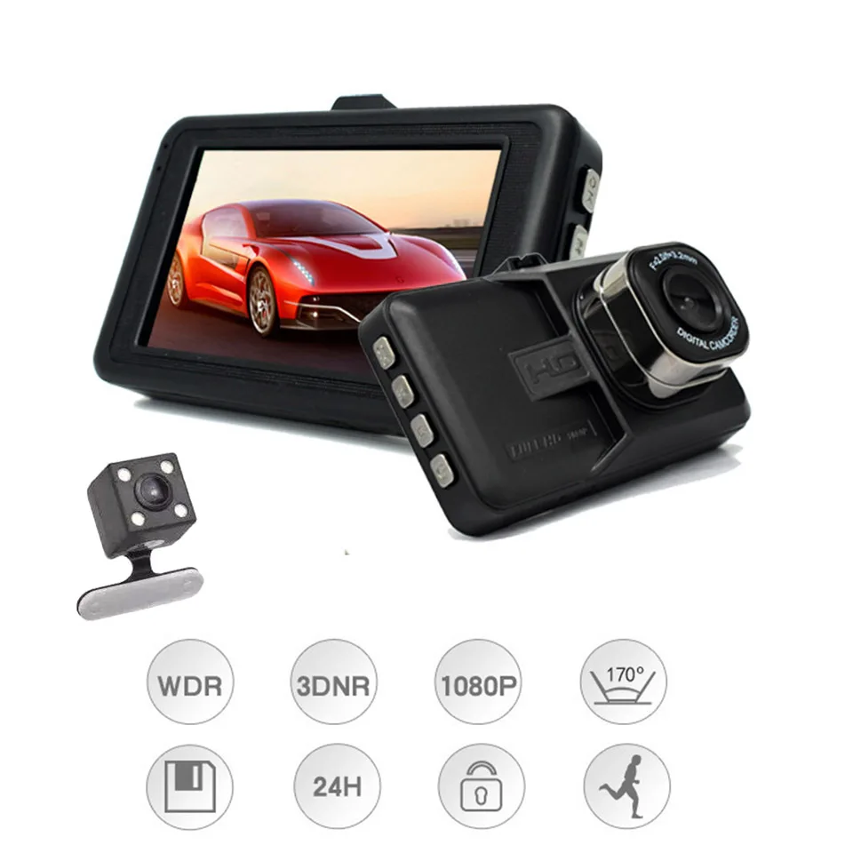 " Автомобильный видеорегистратор FHD 1080P с приводом, автомобильная видеокамера с двумя объективами, Автомобильный видеорегистратор с функцией ночного видения, портативная Автомобильная камера заднего вида