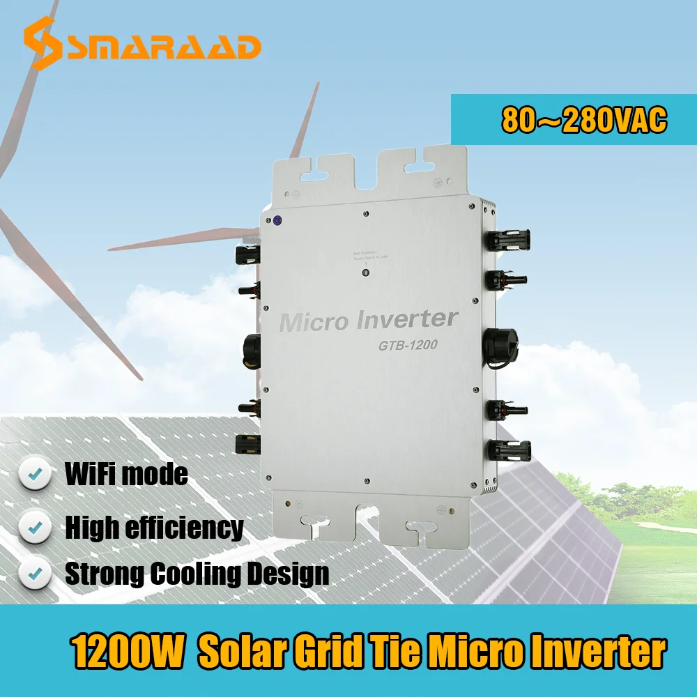 Smaraad1200W Солнечная Сетка галстук микро инвертор водонепроницаемый IP65 PV панель Wifi режим Солнечная Сетка галстук микро инвертор MPPT WVC1200 12V