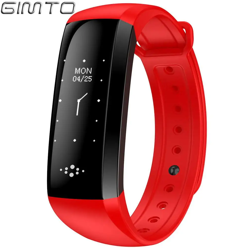 GIMTO, крутые спортивные мужские и женские Смарт-часы, браслет, пульсометр, кровяное давление, кислородный мониторинг сна, светодиодный смарт-часы для Android iOS - Цвет: GM802Red