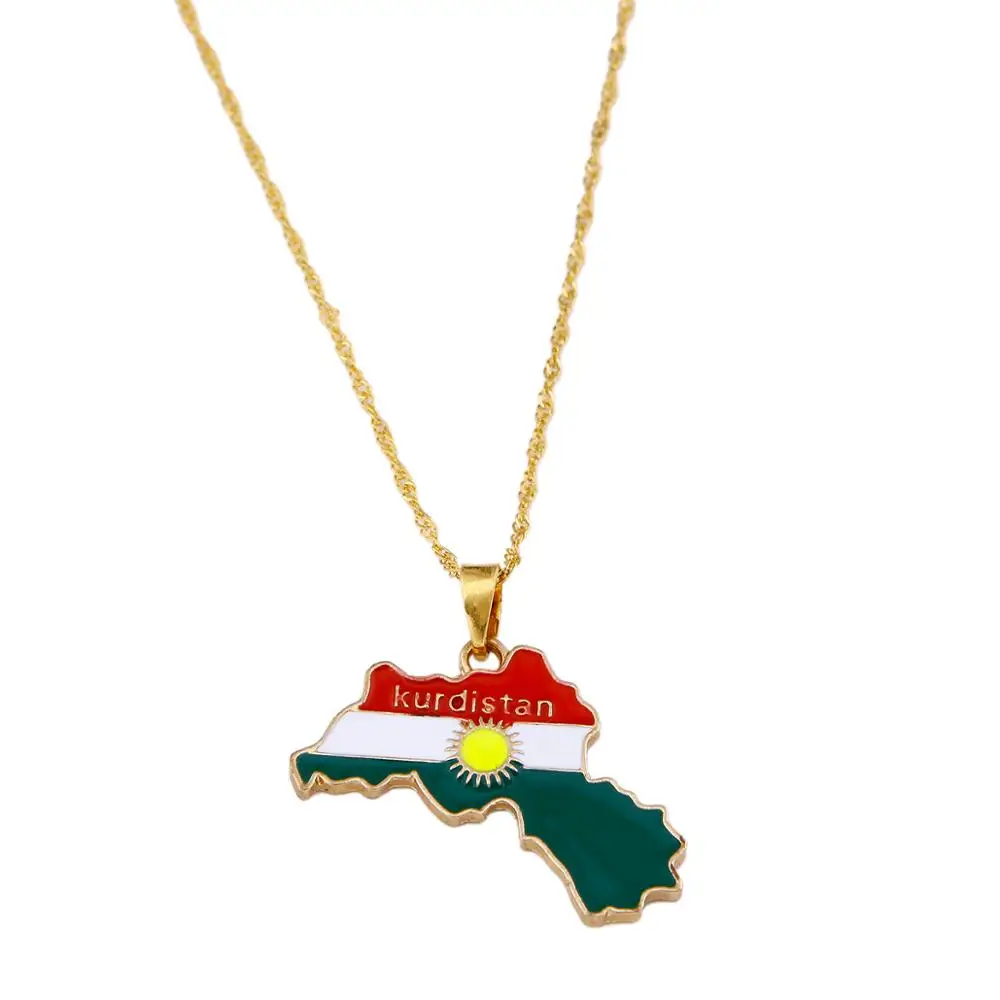Курдистан регион карта ожерелья с подвесками курдский золотой цвет Koerdistan ювелирные изделия