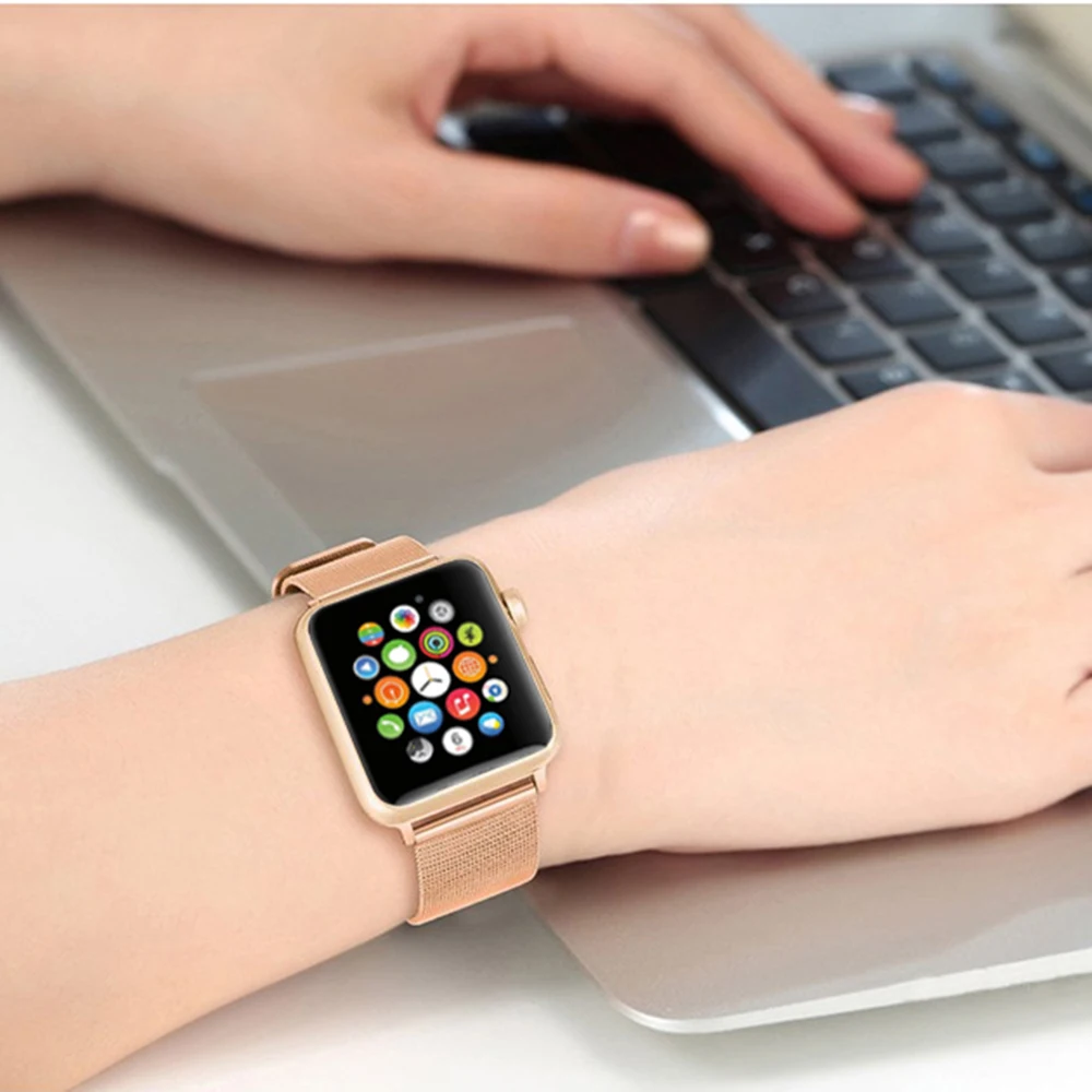 Качество Миланский ремешок для наручных часов Apple Watch версии 4 40 мм 44