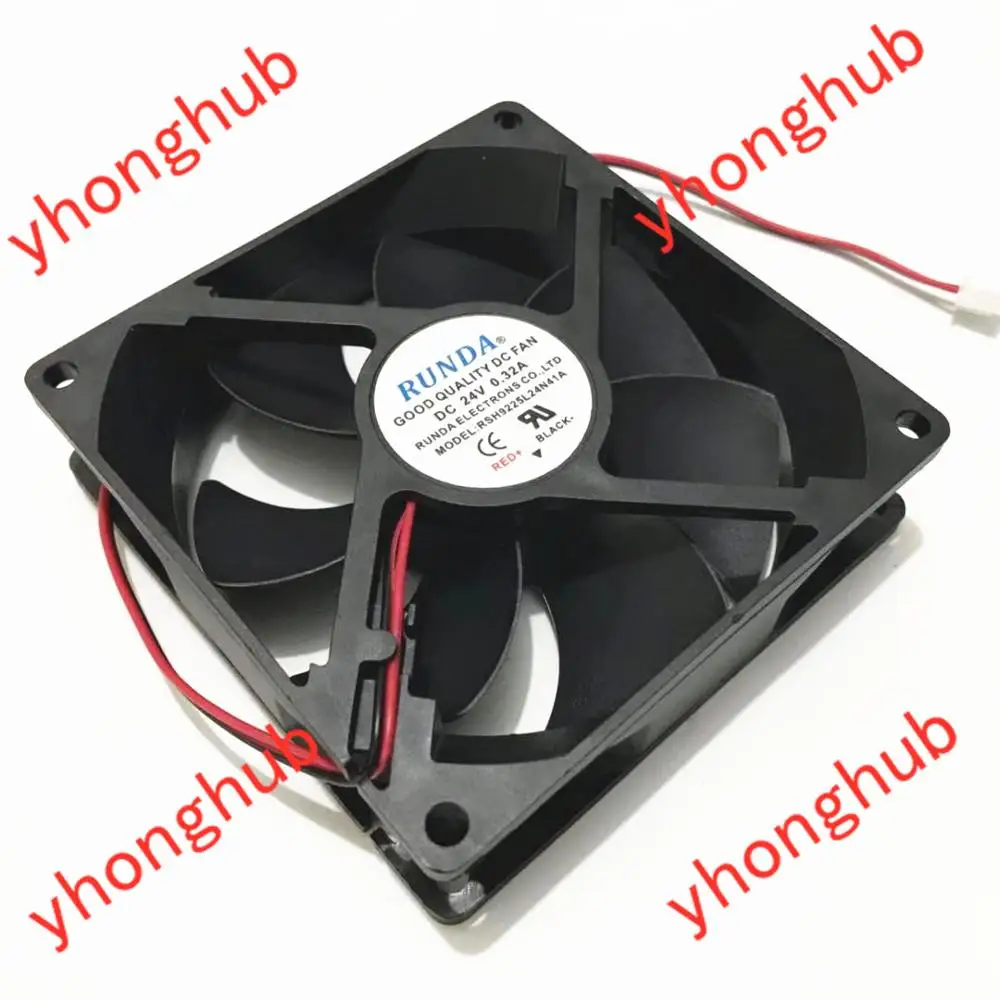 RUNDA RSH9225L24N41A DC 24V 0.32A защитного стекла 92x92x25 мм 2 провод Сервер вентилятор