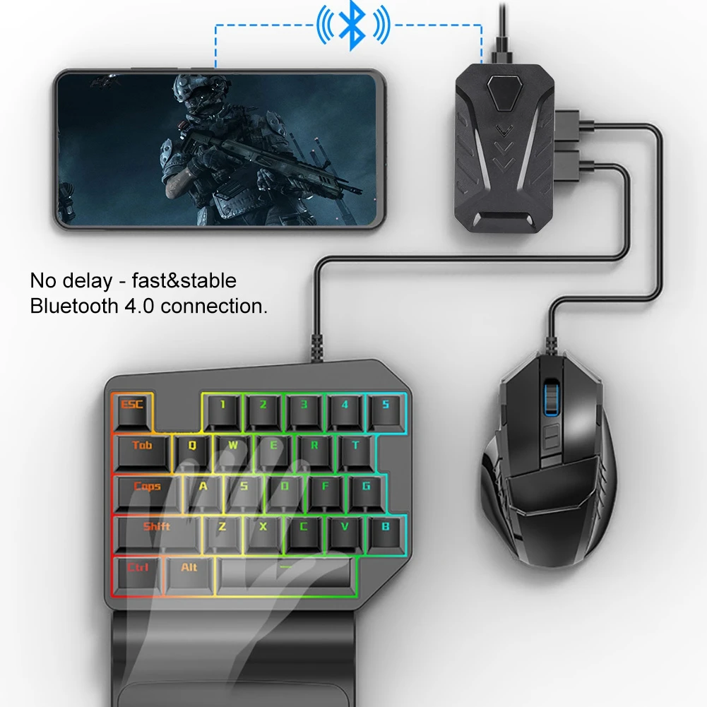  BT 4.0 Keyboard Mouse Converter Base USB2.0 Mobile Game Adapter Gamepad With Data Cable And Bracket