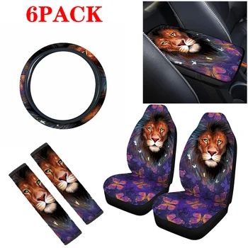 

Aimaao Car Seat Covers & butterfly lion Steering Wheel Cover & Center Console Armrest Cover & Automobile Safety Belt Covers