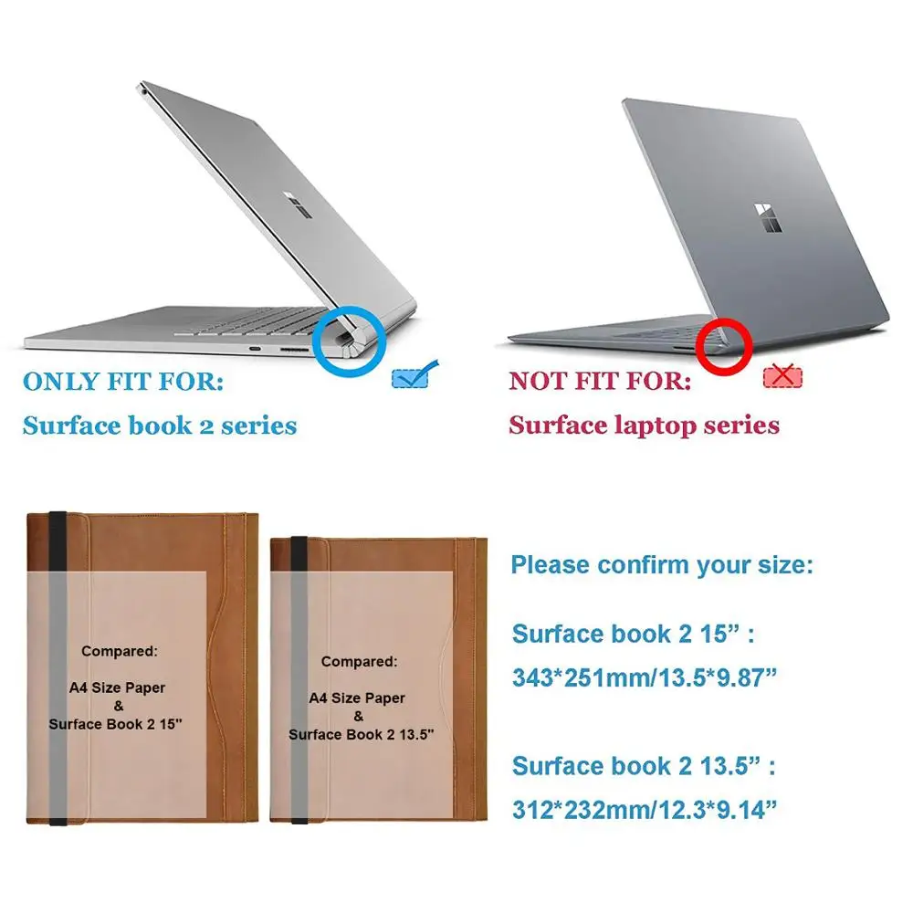 Чехол для ноутбука microsoft Surface Book 2 13 5 дюймов/15 дюймов кожаный съемный защитный флип