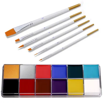 

New Hot 12 Colors Face Body Paint Oil Art Make Up with 6pcs Pen Halloween Party Kit SMR88