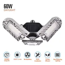 144 светодиодный светильник для гаража s 60W E26 светодиодный деформируемый потолочный светильник, светильник для магазина, промышленные лампы с 3 регулируемыми панелями для мастерской