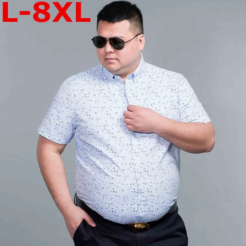 Новый размера плюс 8XL 7XL 6XL 5XL Модные мужские гавайская рубашка с коротким рукавом
