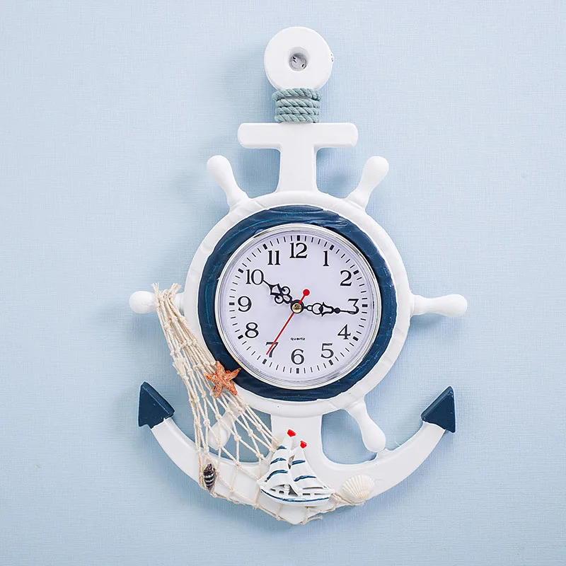 D Синий белый руль, якорь настенные часы круговой Horloge Diy акриловые морские часы украшение дома гостиная кварцевые иглы для подарка - Цвет: D