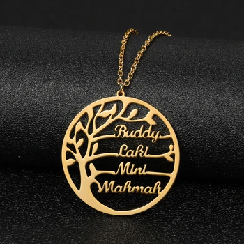 

Personalized Tree Of Life Custom Name Necklace Statement Stainless Steel Golden Family Tree Women Letter Necklace Christmas Gift