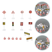 6 juegos de simulación de modelos de señales de carretera, señal de tráfico, juguetes educativos para niños