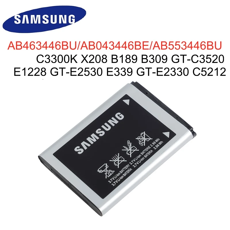 Оригинальный аккумулятор AB463446BU AB043446BE AB553446BU для Samsung C3300K X208 B189 B309 GT C3520 E1228 E2530 E339