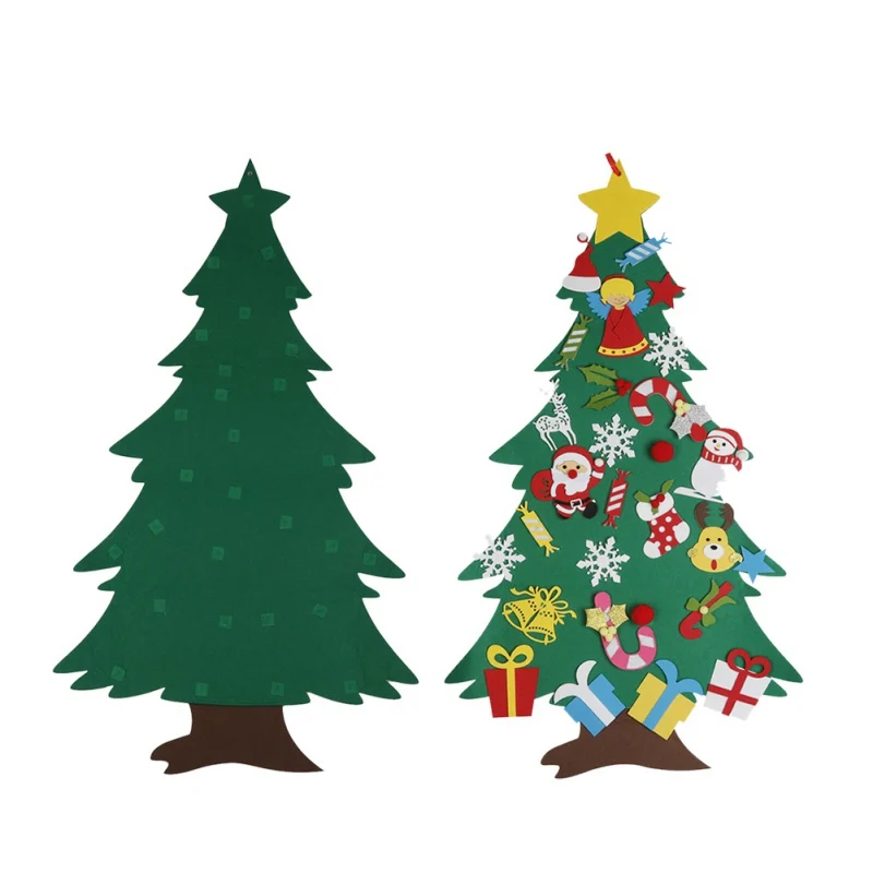 DIY войлочная Рождественская елка детские новогодние подарки Детские игрушки для двери Настенное подвесное украшение Рождественское украшение для дома