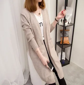 

Autumn Women's Wear Loose Joker Top Medium Length Money Sweater Coat Female Knitting Shirt Cardigan