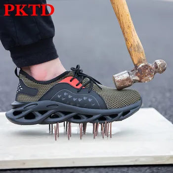 

Men's and women's walking shoes European and American style anti-puncture work boots safety plus size 39-46