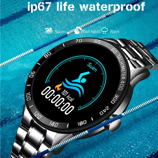 LIGE-reloj inteligente LED con caja, reloj inteligente deportivo con control del ritmo cardíaco y de la presión arterial, resistente al agua y con pantalla para hombre 2020 2
