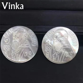 

100PCS/Lot Wholesale Natural Sea Shell Mother Of Pearl Round Shape Shell 30mm Benito Jewelry Accessories