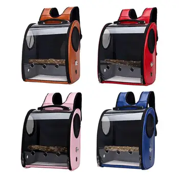 

Transparent Pet Backpack Double-open zippered Bird Travel Cage Stylish Bird Carrier with Venting Holes