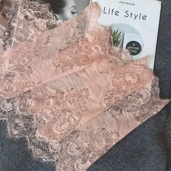 

Eyelash Lace For Lingerie Knitted Mesh Lace Fabrics Shiny 40cm width Underwear Lace Black And White Trims 300CM Long