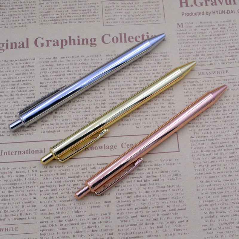 Press Style Metal Ball Point Pen 0.7 mm Black Ink Ballpens For School Office Writing Gift Koy Corner