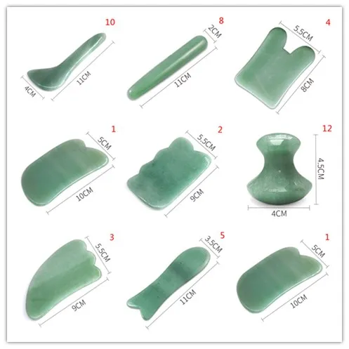 13Styles Natural Jade Stone Guasha Massage Tool SPA Therapy Gua Sha Massager Chinese Gua Sha Tools For Body Healthcare