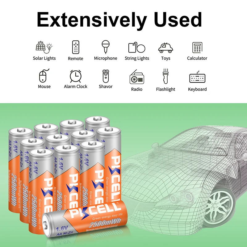 Baterias NIZN aa Bateria Recarregável embalado com Ni-Zn Carregador de Bateria