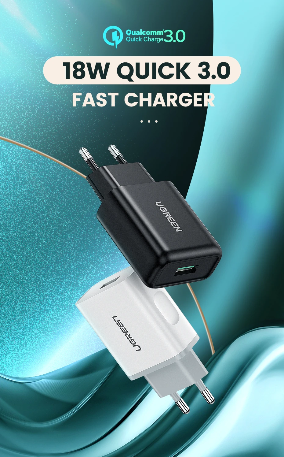 usb fast charge Ugreen USB Quick Charge 3.0 QC 18W USB Charger QC3.0 Fast Wall Charger Mobile Phone Charger for Samsung s10 Huawei Xiaomi iPhone powerbank quick charge 3.0
