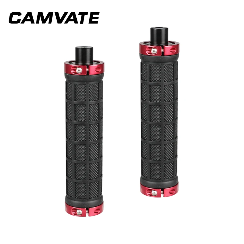 

CAMVATE Rubber Hand Grip With 15mm Rod & 1/4"-20 Mounting Points For DSLR Camera Shoulder Mount Rig (Red Fixing Ring) C2233