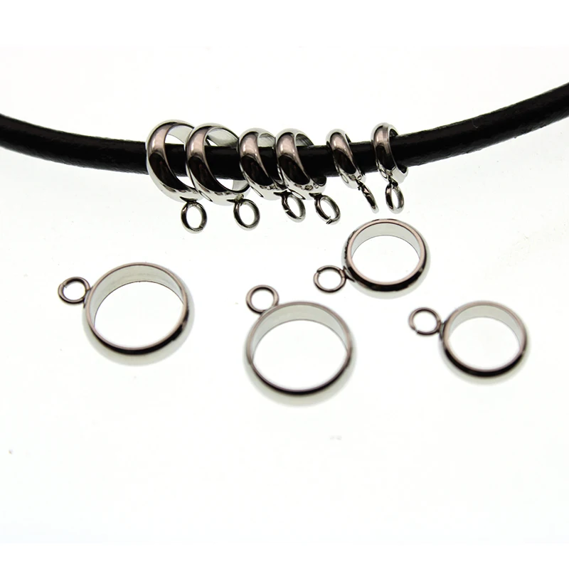 20 Tibetan Silver Top Loop Bail Slider Spacer Charm Holder For 6mm Round Leather