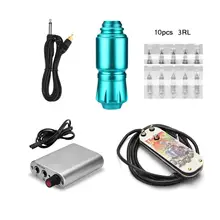 Набор ручек для татуировки 10 шт. 3rl картридж иглы тяжелый зажим шнур пластиковый блок питания тату машина Комплект Лайнер шейдер пистолет мотор