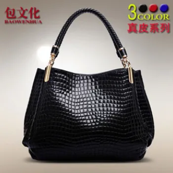 

New Style Crocodile Pattern Leather WOMEN'S Bag Hand Single-shoulder Bag for Women
