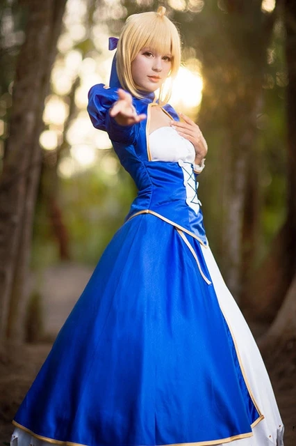 Fate/stay night-コスプレ用の青い白いドレス,「fate zero sabre」の  